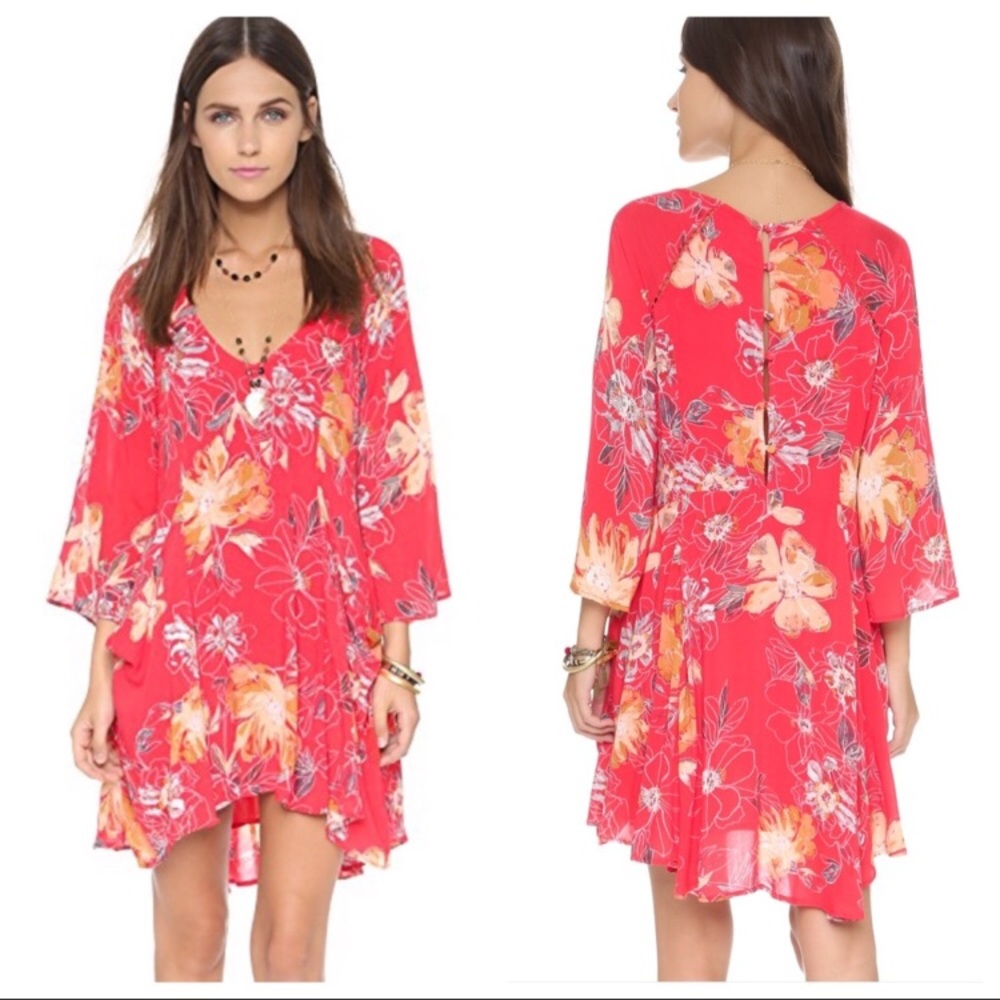 Free People Boho Floral Button Back Dress